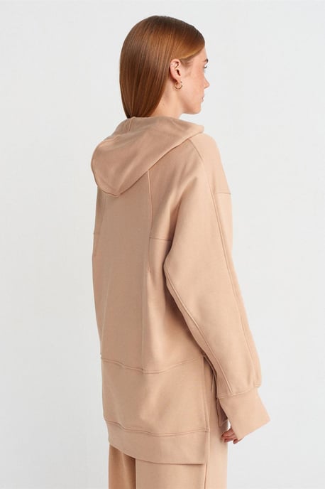 Oversized Baumwoll-Hoodie mit Schlitz - Image 2