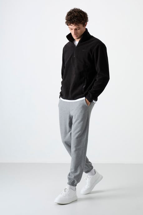 Herren Slim Fit Halb-Reißverschluss Plüsch Sweatshirt - Image 4