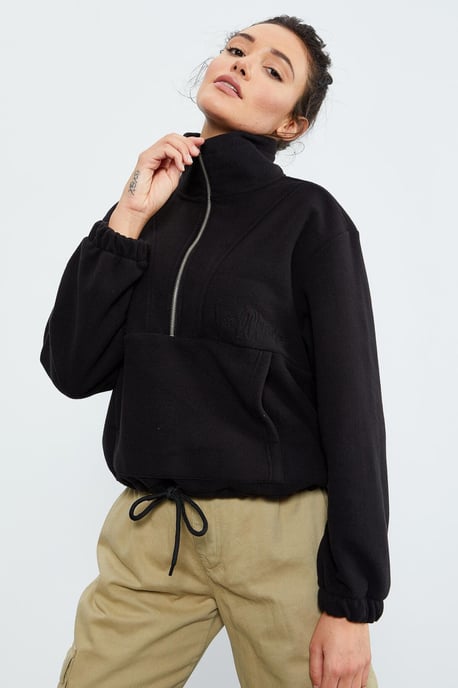 Oversized Halbzip Plüsch Sweatshirt - Image 1
