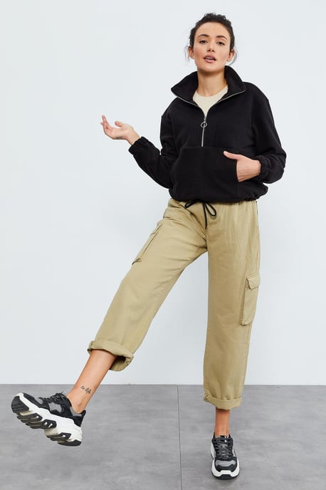 Oversized Halbzip Plüsch Sweatshirt - Image 2