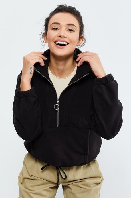 Oversized Halbzip Plüsch Sweatshirt - Image 3