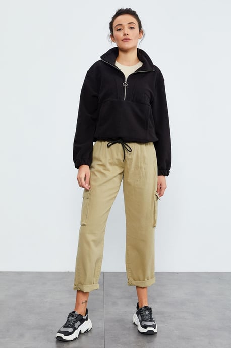 Oversized Halbzip Plüsch Sweatshirt - Image 4