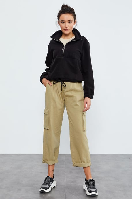Oversized Halbzip Plüsch Sweatshirt - Image 6
