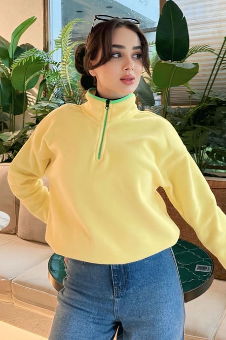 Übergroßes Plüsch-Half-Zip-Sweatshirt - Image 4