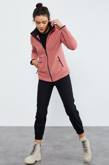 Damen Plüsch-Zip-Front Sweatshirt - Image 6