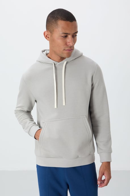 Herren Unifarben Kapuzensweatshirt mit Tasche - Image 1