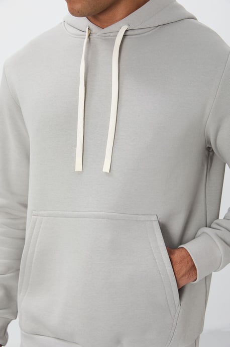 Herren Unifarben Kapuzensweatshirt mit Tasche - Image 2