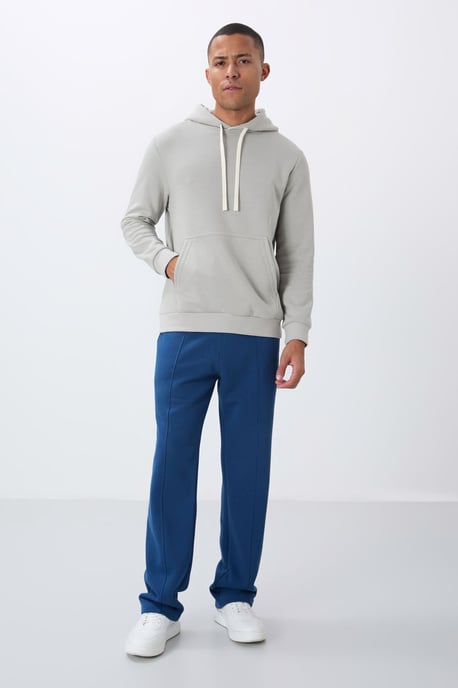 Herren Unifarben Kapuzensweatshirt mit Tasche - Image 3