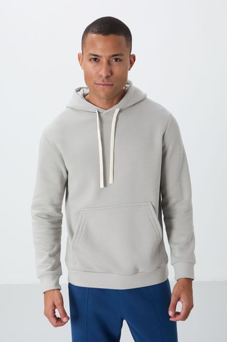 Herren Unifarben Kapuzensweatshirt mit Tasche - Image 4