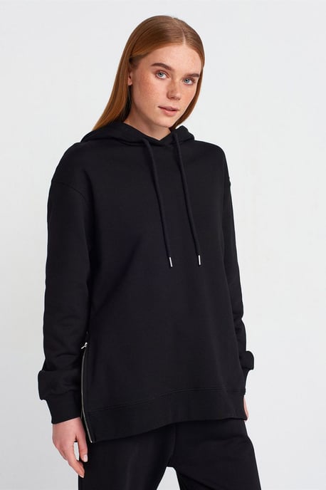 Oversized Baumwoll-Zipp-Front Kapuzenpullover - Image 1