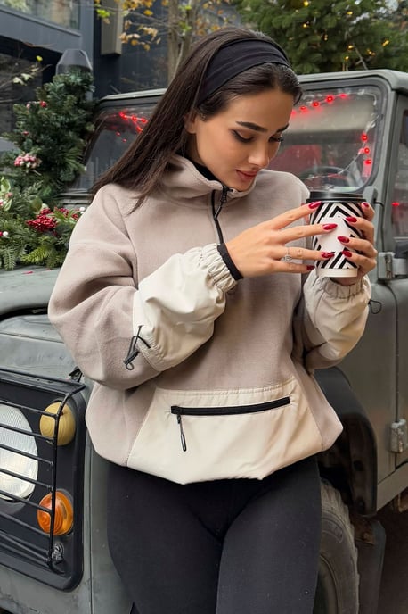 Oversized Plüsch-Half-Zip Sweatshirt - Image 3