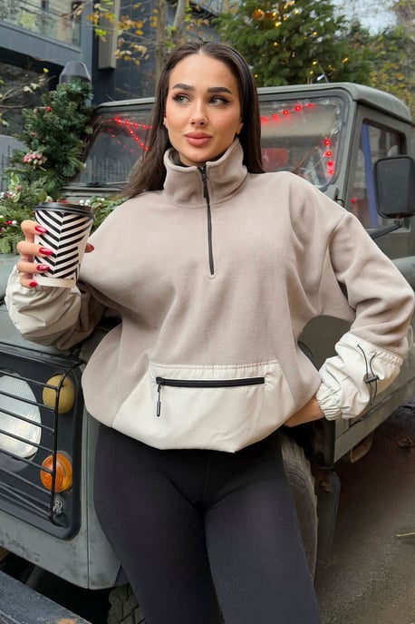 Oversized Plüsch-Half-Zip Sweatshirt - Image 5