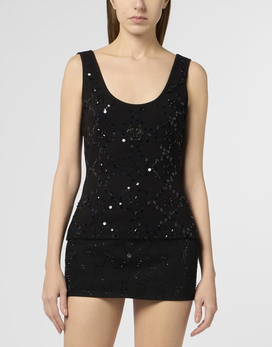 Tank Top Rhomb Flower Strass - Image 2