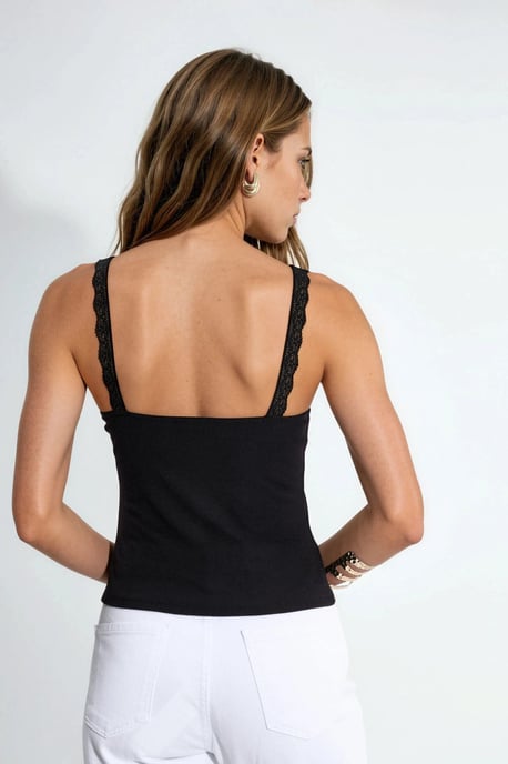 V-Ausschnitt Spitzen-Detail Tanktop - Image 2