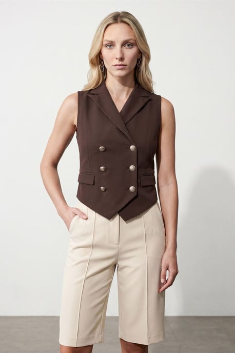Damen Weste mit Schalkragen aus Woven - Image 3