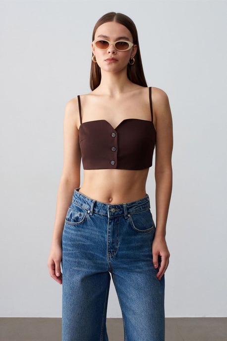 Damen Verkürzter Taillierter Tencel-Weste - Image 3