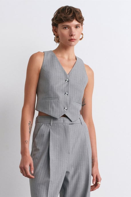 Gestreifter Damen-Cropped-Weste - Image 3