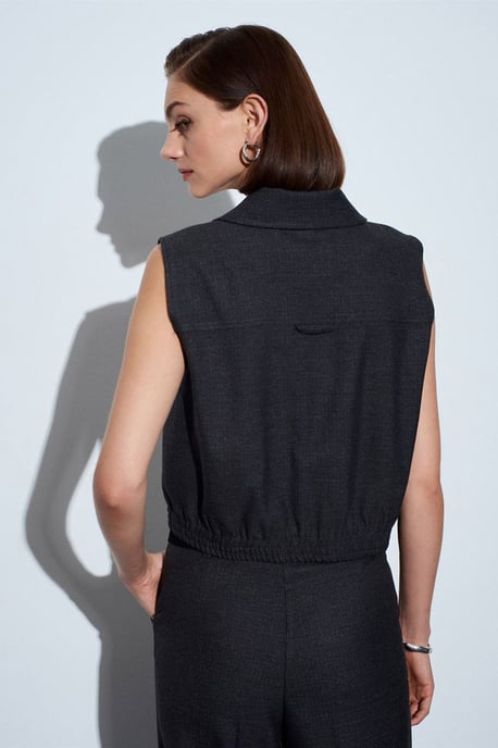 Damen Woven Crepe-Weste mit Reißverschluss - Image 2