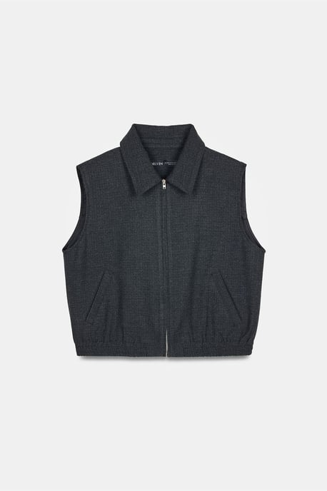 Damen Woven Crepe-Weste mit Reißverschluss - Image 5