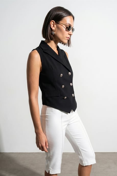 Damen Weste mit Schalkragen aus Webstoff - Image 2