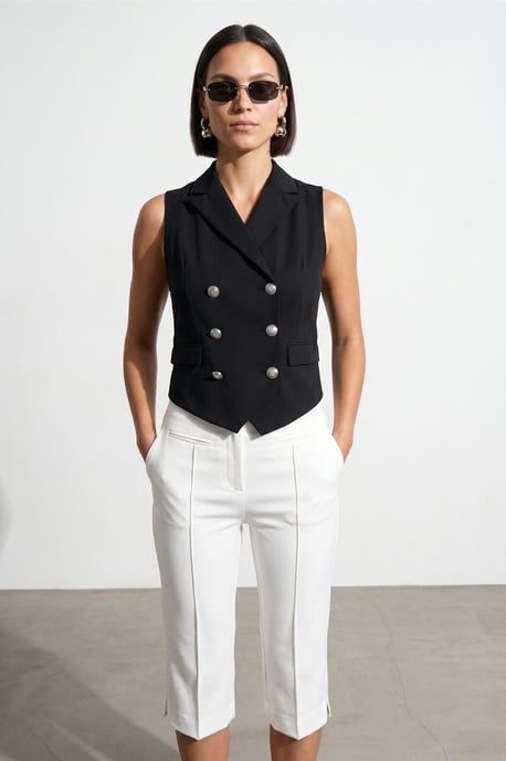Damen Weste mit Schalkragen aus Webstoff - Image 4