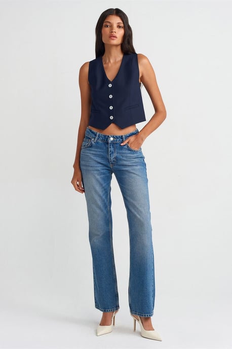 Damen Cropped Woven Weste - Image 3