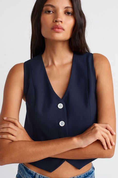 Damen Cropped Woven Weste - Image 4