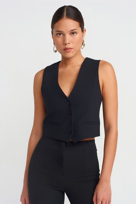Damen Cropped Crepe Weste - Image 1