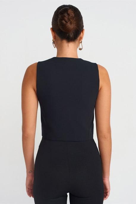 Damen Cropped Crepe Weste - Image 2