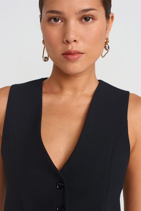 Damen Cropped Crepe Weste - Image 4