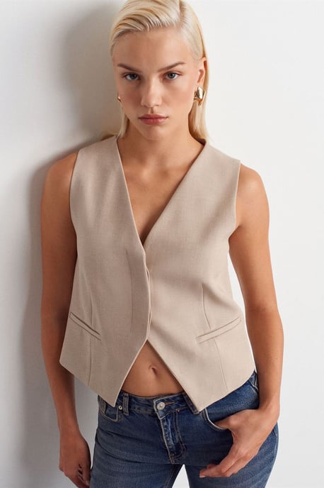 Crop-Button-Weste - Image 1