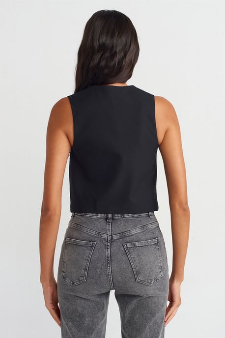 Damen Crop Gewebte Weste - Image 2