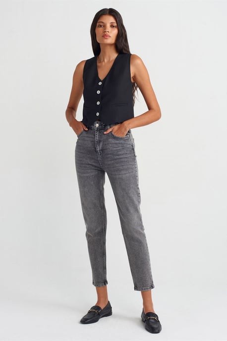 Damen Crop Gewebte Weste - Image 3