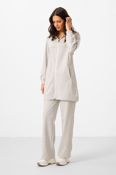 Damen Baumwollmischung Sweatshirt und Weite-Hosen Set - Image 3