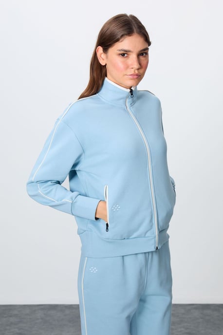 Oversized Sweatshirt mit Reißverschlusskragen und Jogginghose Set - Image 2