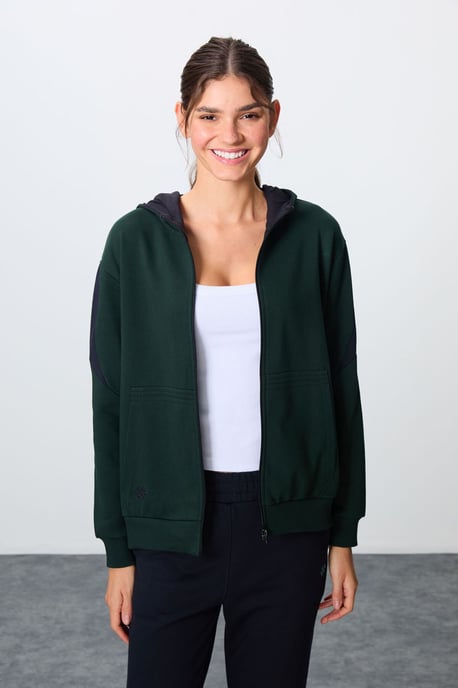Oversized Kapuzenzip Sweatshirt und Hose Set - Image 2