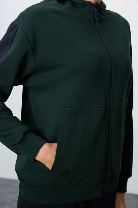 Oversized Kapuzenzip Sweatshirt und Hose Set - Image 3