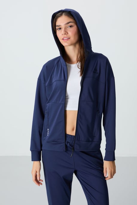 Damen Kapuzen-Zip Sweatshirt und Hose Set - Image 2