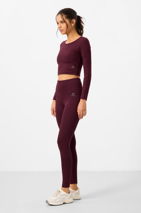 Baumwoll-Elastan-Crop-T-Shirt und Leggings-Set - Image 4