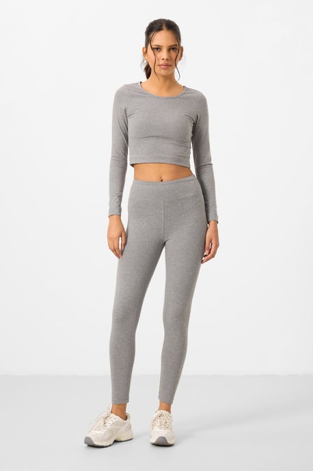Baumwolle-Elasthan Crop T-Shirt und Leggings Set - Image 2