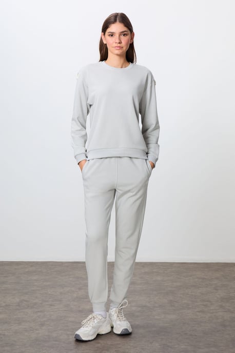 Übergroßes Baumwoll-Polyester Sweatshirt- und Hosen-Set - Image 1