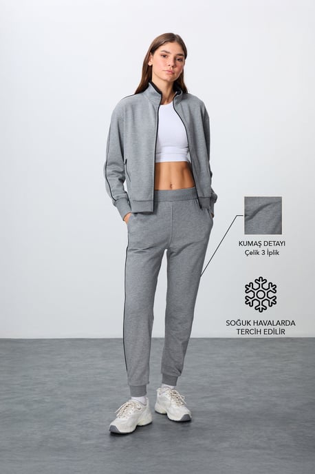 Oversized Zip-Kragen Sweatshirt und Pant Set - Image 2