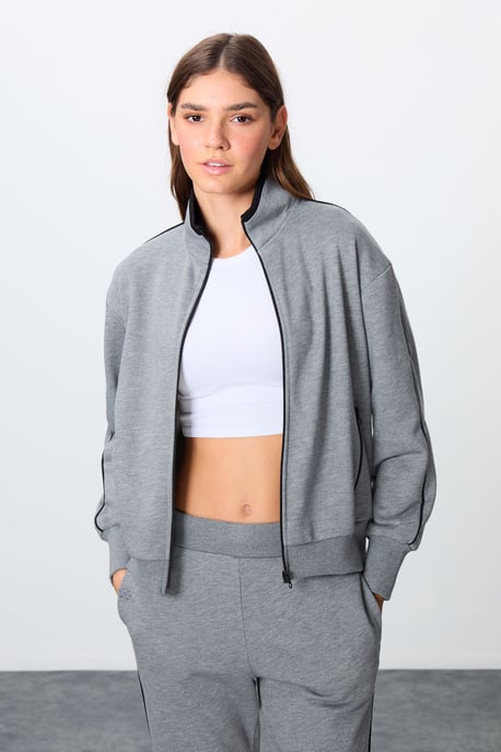 Oversized Zip-Kragen Sweatshirt und Pant Set - Image 3