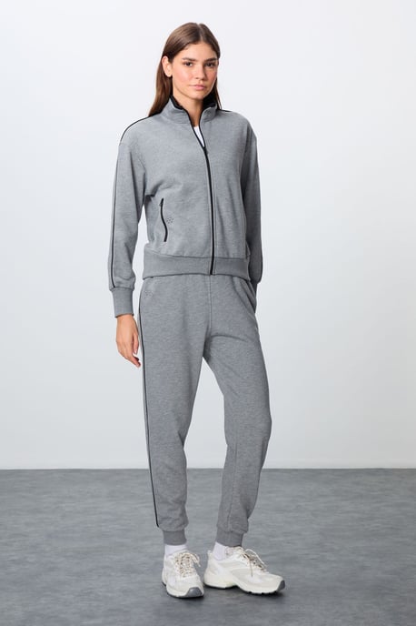 Oversized Zip-Kragen Sweatshirt und Pant Set - Image 5