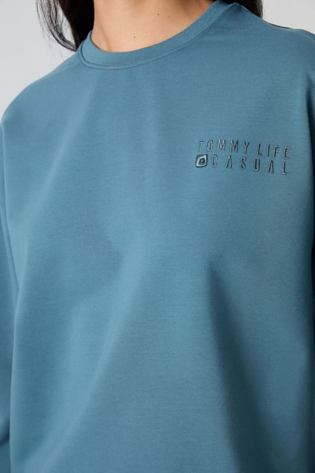 Übergroßes Sweatshirt- und elastisches Bund-Hosen-Set - Image 3