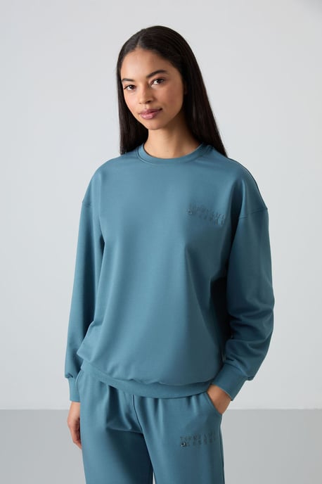 Übergroßes Sweatshirt- und elastisches Bund-Hosen-Set - Image 4