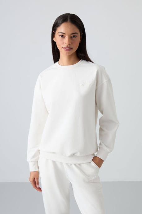 Oversized Sweatshirt und Hose mit elastischem Bund Set - Image 2