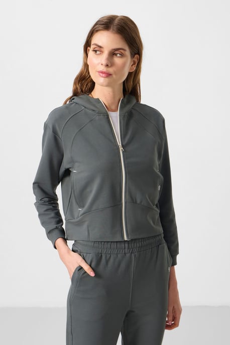 Übergroßes Kapuzen-Zip-Sweatshirt und Hosen-Set - Image 2