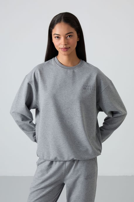 Oversized Sweatshirt und Hosen-Set mit elastischem Saum - Image 3