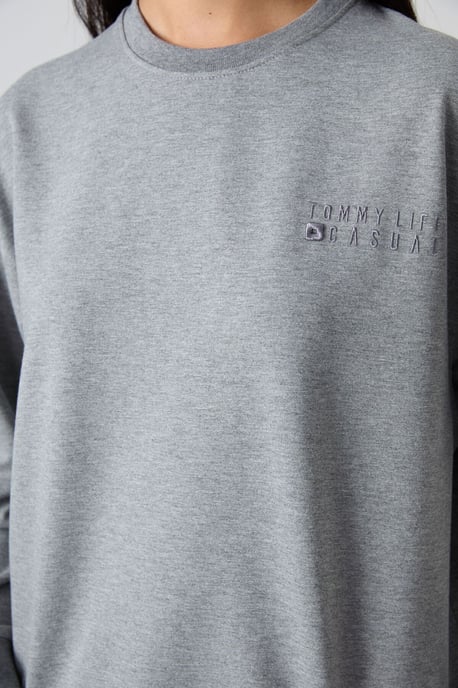Oversized Sweatshirt und Hosen-Set mit elastischem Saum - Image 4
